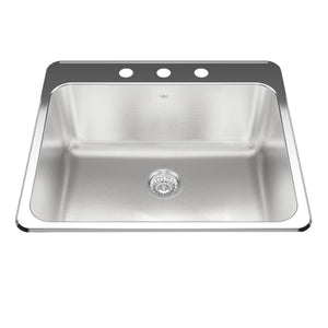 KINDRED QSLA2225-10-3N Utility Collection 25.25-in LR x 22-in FB x 10-in DP Drop In Single Bowl 3-Hole Stainless Steel Laundry Sink In Satin Finished Bowl with Mirror Finished Rim