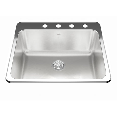KINDRED QSLA2225-10-4N Utility Collection 25.25-in LR x 22-in FB x 10-in DP Drop In Single Bowl 4-Hole Stainless Steel Laundry Sink In Satin Finished Bowl with Mirror Finished Rim