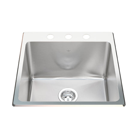 KINDRED QSLF2020-12-3 Utility Collection 20.13-in LR x 20.56-in FB Dualmount Single Bowl 3-Hole Stainless Steel Laundry Sink In Commercial Satin Finish