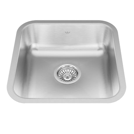 KINDRED QSUA1616-6N Steel Queen 15.75-in LR x 15.75-in FB x 6-in DP Undermount Single Bowl Stainless Steel Hospitality Sink In Satin Finished Bowl with Silk Finished Rim