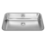 KINDRED QSUA1831-8N Steel Queen 30.75-in LR x 17.75-in FB x 8-in DP Undermount Single Bowl Stainless Steel Kitchen Sink In Satin Finished Bowl with Silk Finished Rim