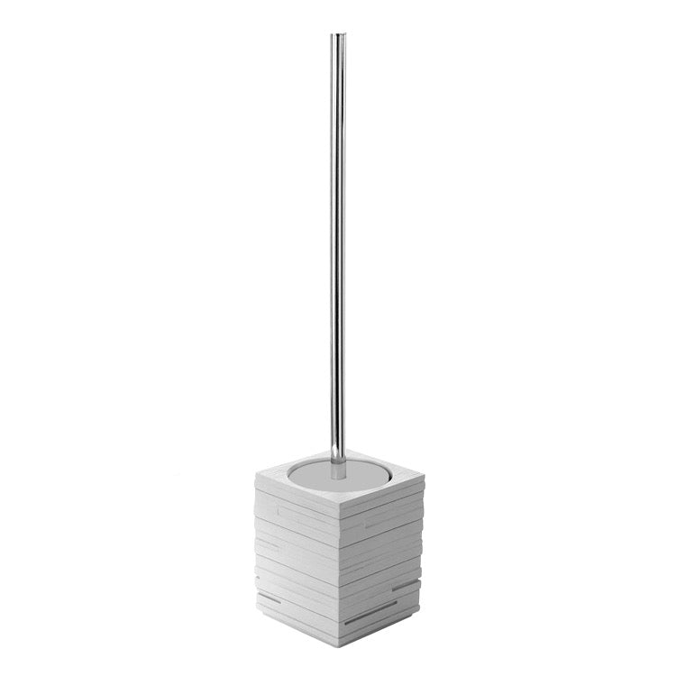 Toilet Brush Holder, Square, Grey, Chrome Handle