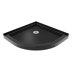 DreamLine Prime 33 in. x 74 3/4 in. Semi-Frameless Frosted Glass Sliding Shower Enclosure in Satin Black with Black Base Kit