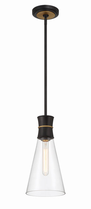 Quinn 1 Light Matte Black + Textured Gold Mini Pendant QUN-1500-MK-TG