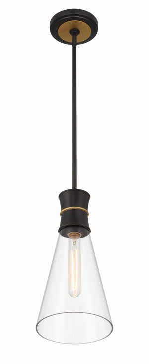 Quinn 1 Light Matte Black + Textured Gold Mini Pendant QUN-1500-MK-TG