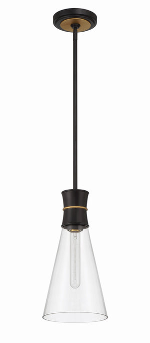 Quinn 1 Light Matte Black + Textured Gold Mini Pendant QUN-1500-MK-TG