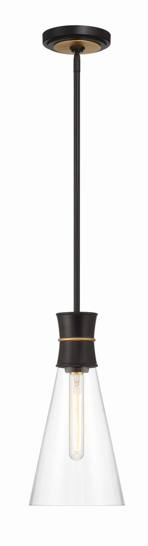 Quinn 1 Light Matte Black + Textured Gold Mini Pendant QUN-1500-MK-TG