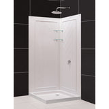 DreamLine Cornerview 36 in. D x 36 in. W x 76 3/4 in. H Framed Sliding Shower Enclosure in Brushed Nickel with White Acrylic Kit