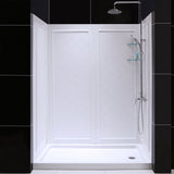 DreamLine Infinity-Z 30 in. D x 60 in. W x 76 3/4 in. H Clear Sliding Shower Door in Satin Black, Right Drain and Wall Kit