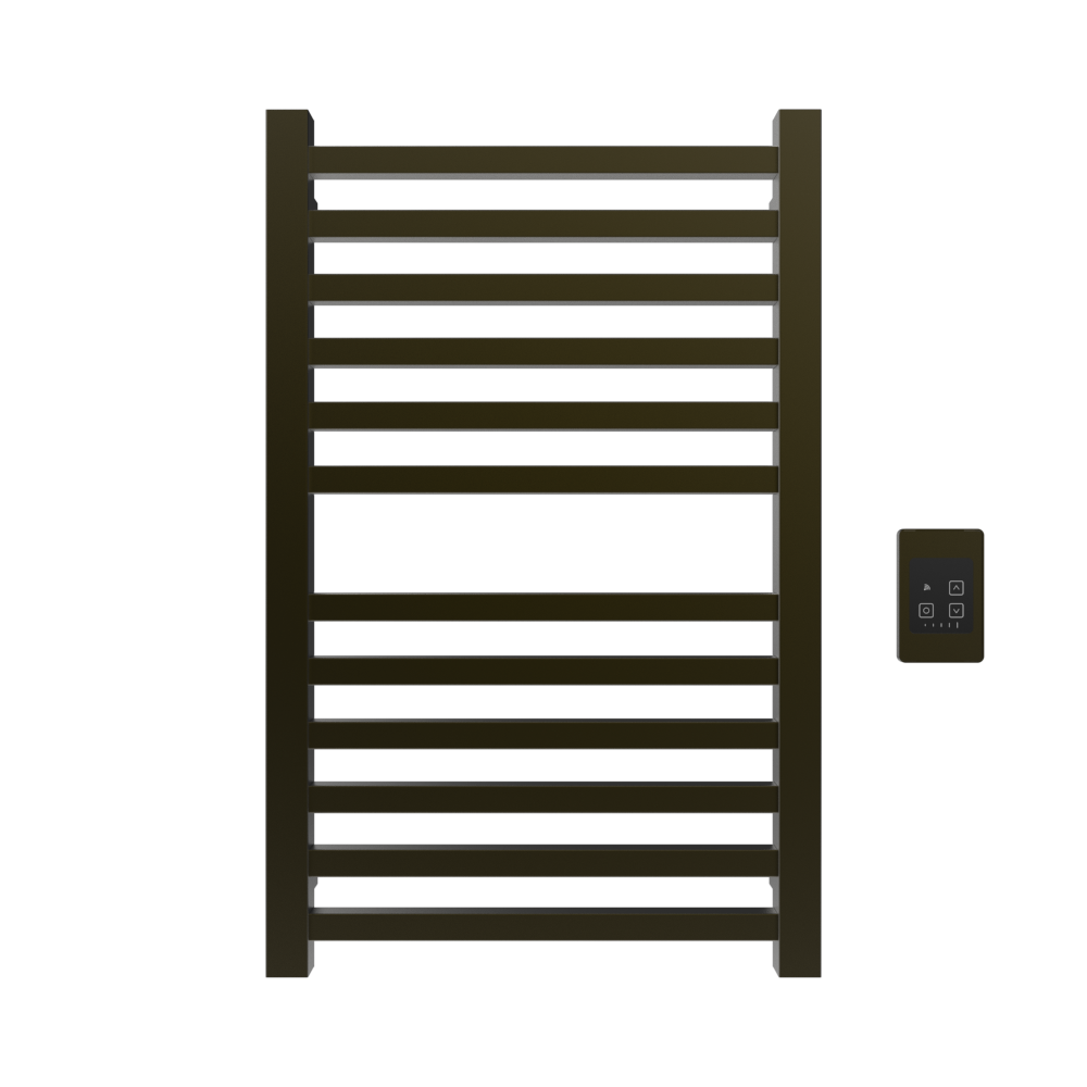 Amba Products Q2132BB Quadro 12-Bar Hardwired Towel Warmer - 4.375 x 21.25 x 33.125 in. - Brushed Bronze Finish