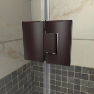 DreamLine Prism Lux 40 in. x 74 3/4 in. Fully Frameless Neo-Angle Shower Enclosure in Oil Rubbed Bronze with White Base