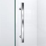 DreamLine Prism Plus 40 in. x 74 3/4 in. Frameless Neo-Angle Shower Enclosure in Chrome with White Base