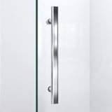 DreamLine Prism Lux 38 in. x 74 3/4 in. Fully Frameless Neo-Angle Shower Enclosure in Chrome with Biscuit Base