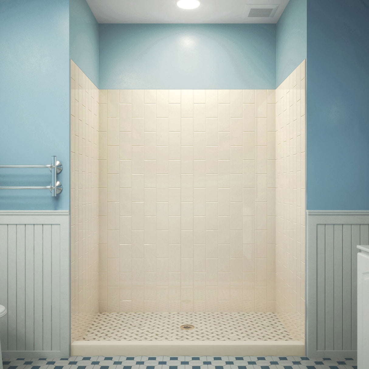 DreamLine QWALL-VS 56-60 in. W x 41-1/2 in. D x 76 in. H Acrylic Wall Kit in Biscuit