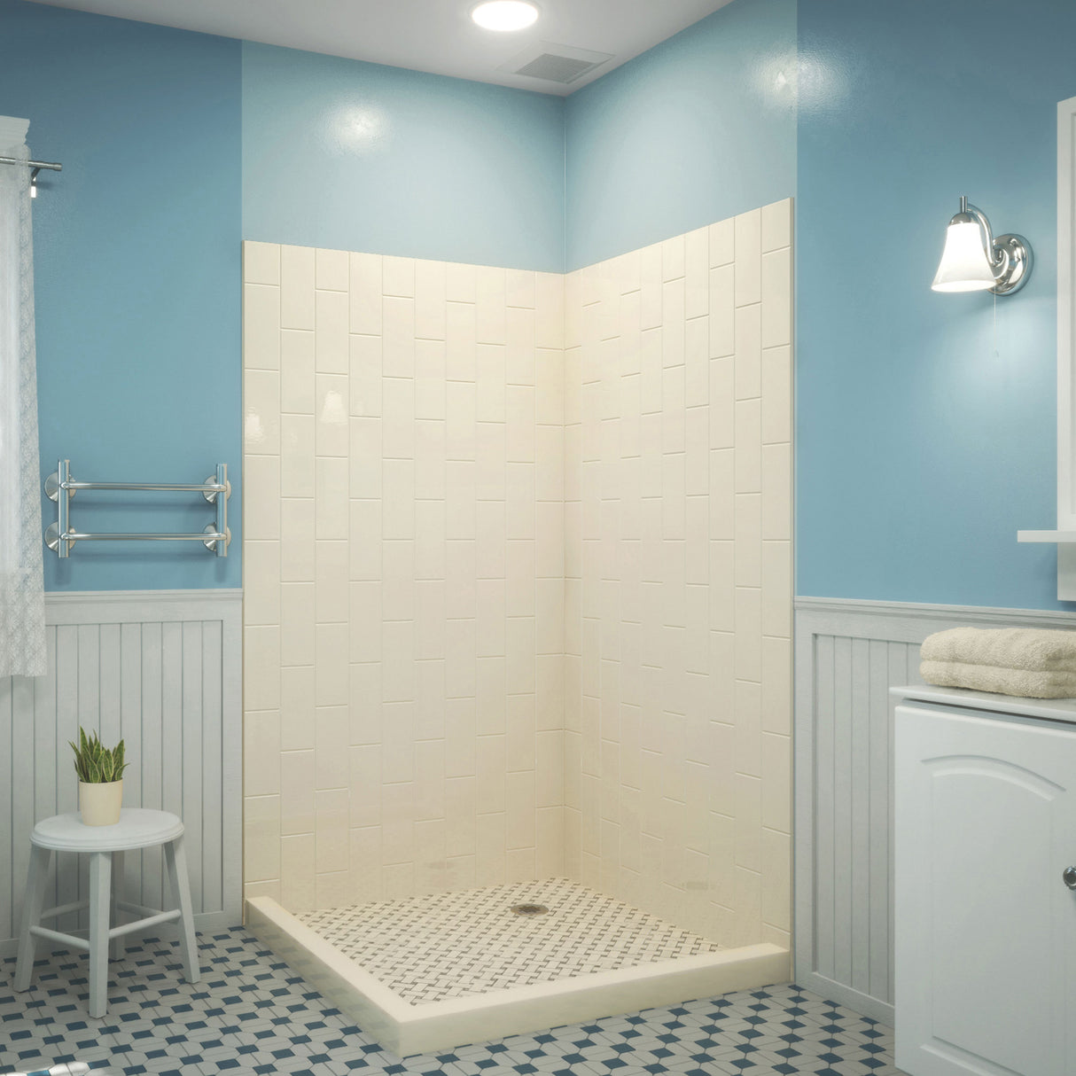 DreamLine QWALL-VS 41-1/2 in. W x 41-1/2 in. D x 76 in. H Acrylic Corner Wall Kit in Biscuit