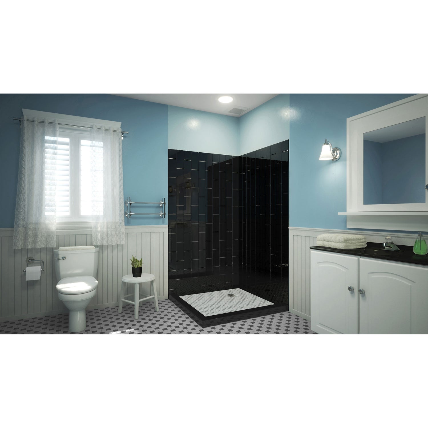 DreamLine QWALL-VS 41-1/2 in. W x 41-1/2 in. D x 76 in. H Acrylic Corner Wall Kit in Black