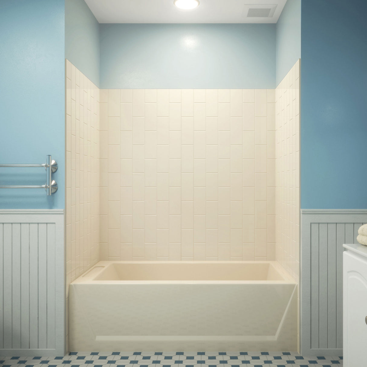 DreamLine QWALL-VS 56-60 in. W x 36 in. D x 62 in. H Acrylic Wall Kit in Biscuit