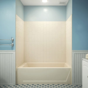 DreamLine QWALL-VS 56-60 in. W x 36 in. D x 62 in. H Acrylic Wall Kit in Biscuit