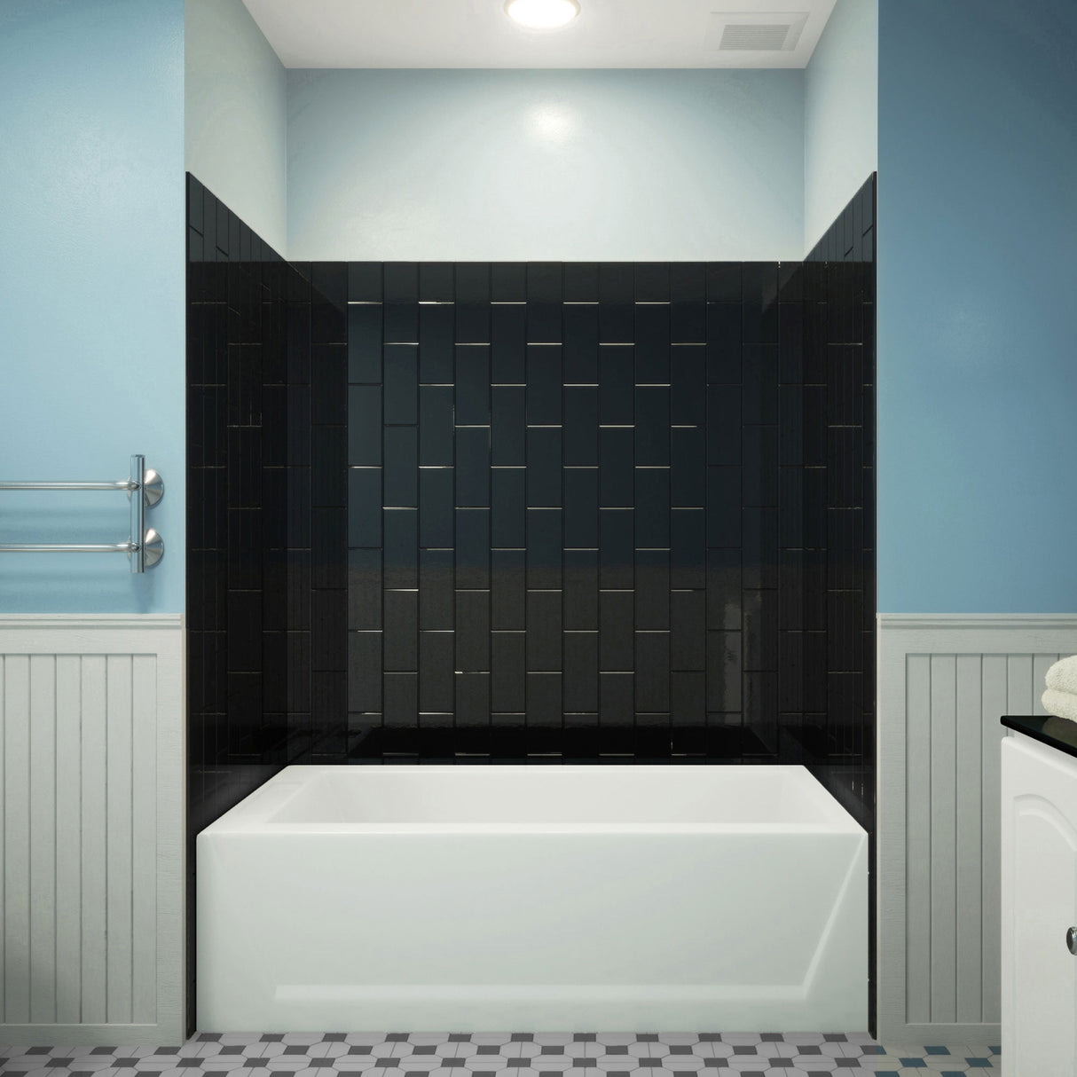DreamLine QWALL-VS 56-60 in. W x 36 in. D x 62 in. H Acrylic Wall Kit in Black