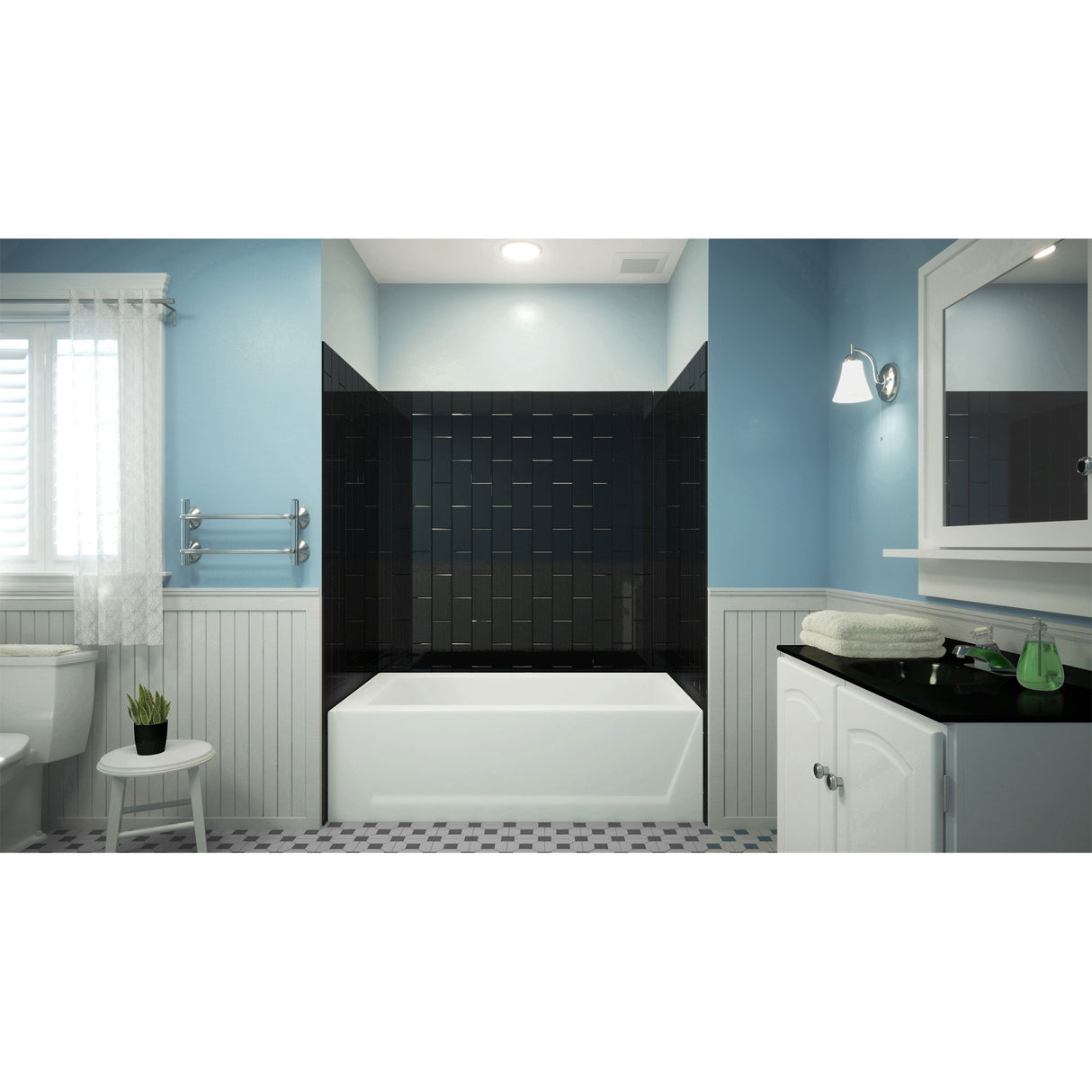 DreamLine QWALL-VS 56-60 in. W x 36 in. D x 62 in. H Acrylic Wall Kit in Black
