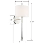 Rachel 1 Light Polished Nickel Sconce RAC-A3501-PN