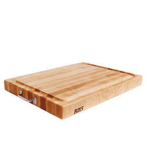 John Boos RAFR2418 Block 24 x 18 Inch Edge Grain Maple Wood Reversible Cutting Board with Fluid Channels & Side Handles 24X18X2.25 MPL-EDGE GR-REV-GRVY GRV