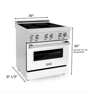 ZLINE 30 in. 4.0 cu. ft. Legacy Induction Range with 4 Element Cooktop and Electric Oven in Stainless Steel and White Matte Door (RAIND-WM-30)