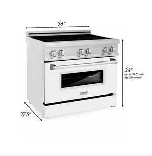 ZLINE 36 in. 4.6 cu. ft. Legacy Induction Range with 5 Element Cooktop and Electric Oven in Stainless Steel and White Matte Door (RAIND-WM-36)