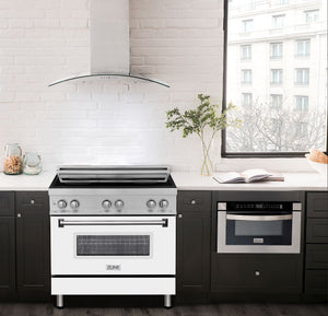 ZLINE 36 in. 4.6 cu. ft. Legacy Induction Range with 5 Element Cooktop and Electric Oven in Stainless Steel and White Matte Door (RAIND-WM-36)