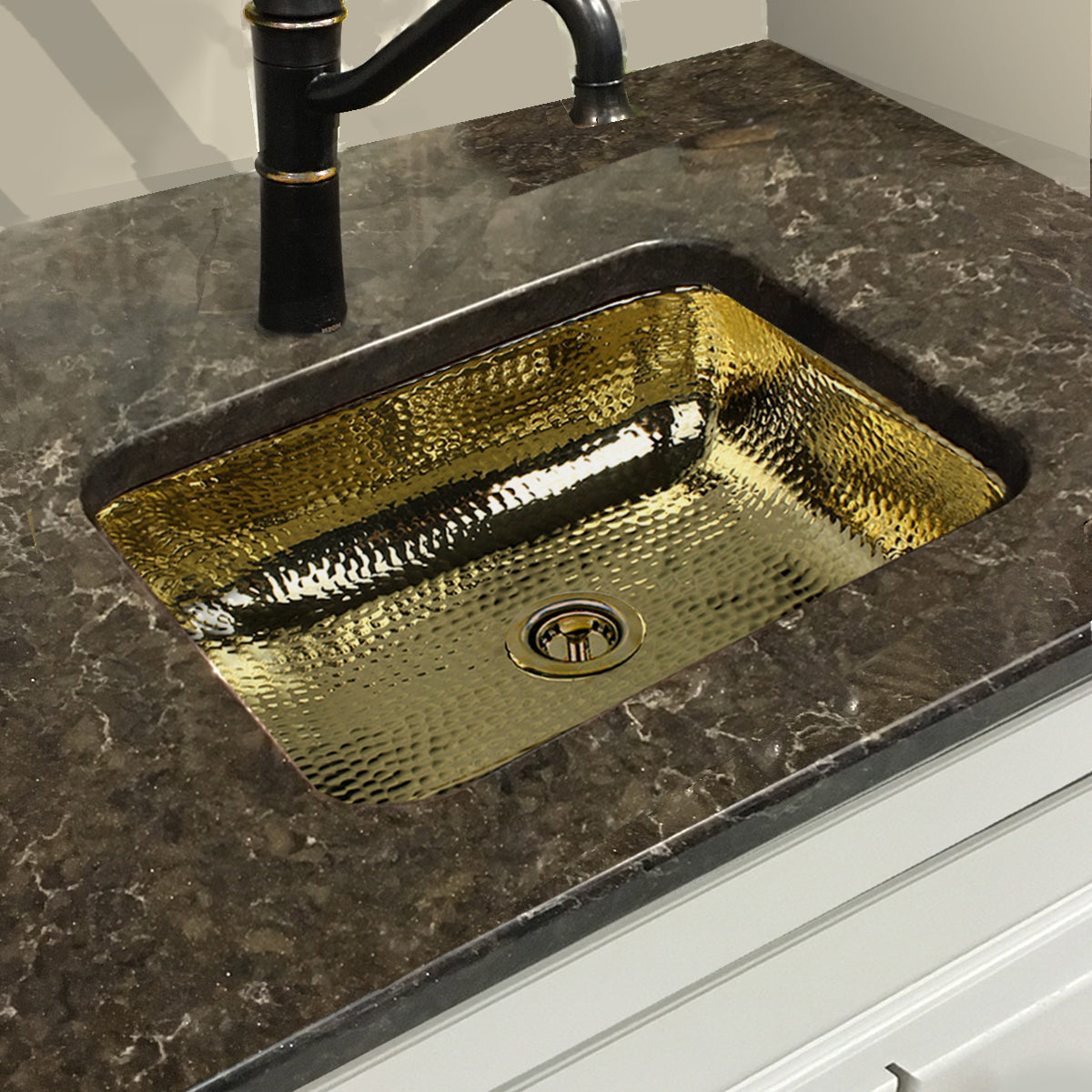 Nantucket Sinks' REB  17.5 Inch X 14.5 Inch Hammered Brass Rectangle Undermount Bar Sink