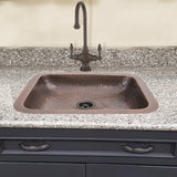 Nantucket Sinks' REHC - 17 Inch X 14 Inch Hammered Copper Rectangle Undermount Bathroom Sink, 1.5 Inch Drain