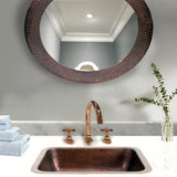 Nantucket Sinks' REHC - 17 Inch X 14 Inch Hammered Copper Rectangle Undermount Bathroom Sink, 1.5 Inch Drain