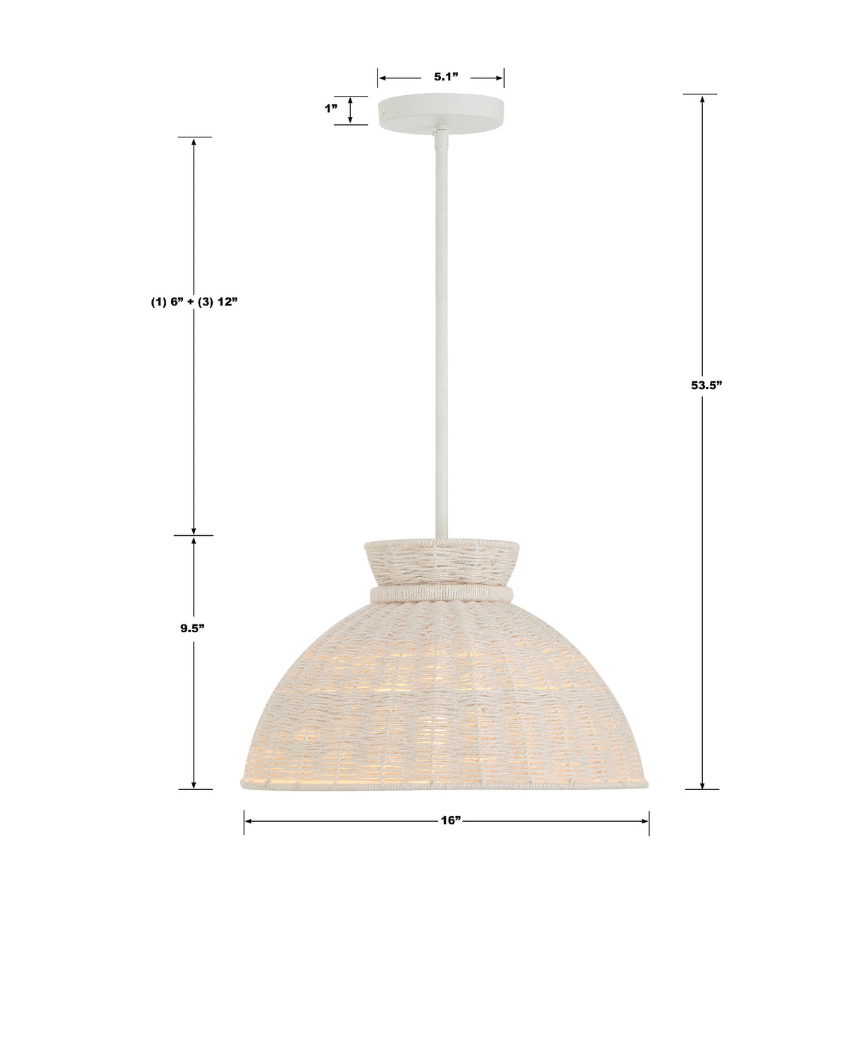 Reese 1 Light Matte White Pendant RES-10520-MT