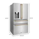 ZLINE Autograph Edition 30 in. Kitchen Package with Stainless Steel Dual Fuel Range, Range Hood, Dishwasher, and Refrigerator with External Water Dispenser with Champagne Bronze Accents (4AKPR-RARHDWM30-CB)
