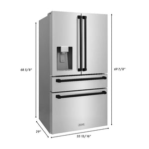 ZLINE Autograph Edition 48 in. Kitchen Package with Stainless Steel Dual Fuel Range, Range Hood, Dishwasher and Refrigerator Including External Water Dispenser with Matte Black Accents (4AKPR-RARHDWM48-MB)