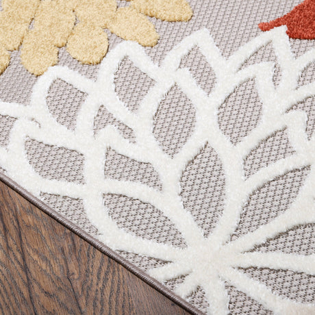 Eviva Nature 5' x 7' Floral Orange/Cream Rug