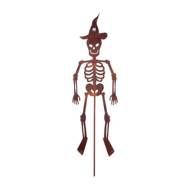 Skeleton with a Hat Rusted Garden Stake