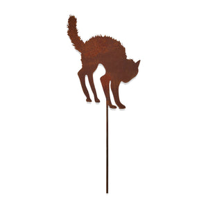 Scared Cat Rusted Garden Stake