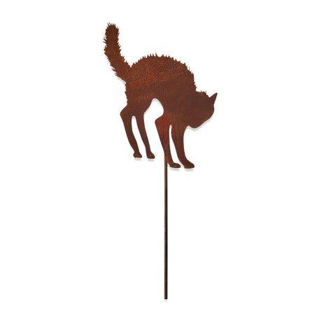 Scared Cat Rusted Garden Stake