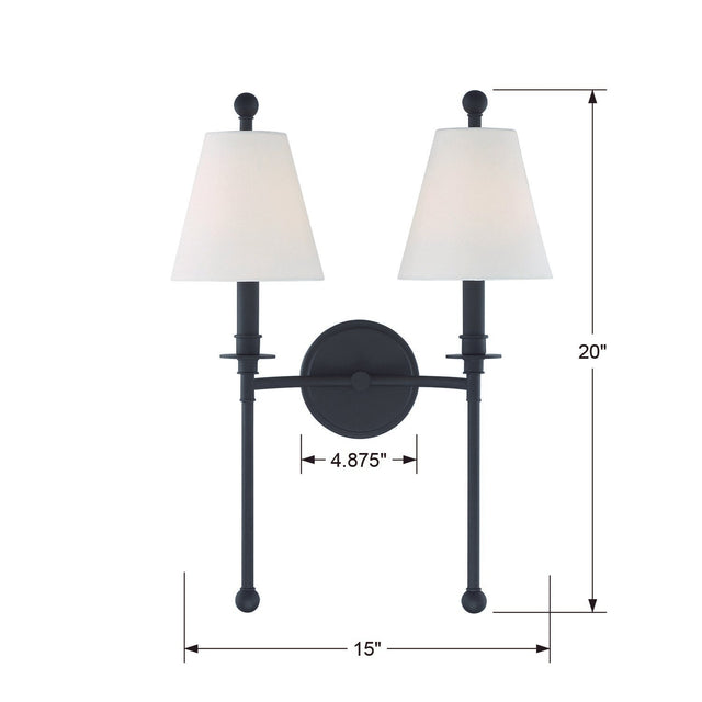 Riverdale 2 Light Aged Brass Sconce RIV-383-AG
