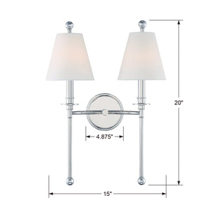Riverdale 2 Light Aged Brass Sconce RIV-383-AG