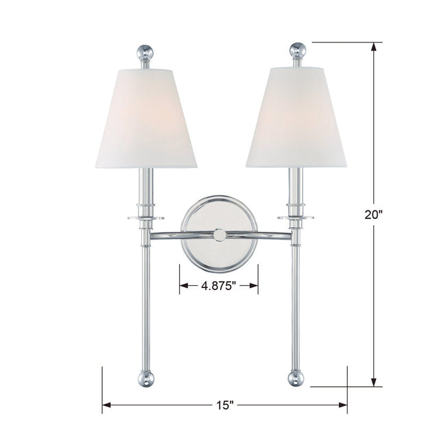 Riverdale 2 Light Aged Brass Sconce RIV-383-AG
