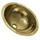 Nantucket Sinks' RLB - 16.5 Inch  Hammered Brass Round Undermount Bathroom Sink With Overflow