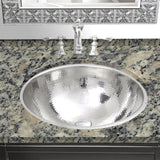 Nantucket Sinks RLS-OF 16.875 Inch Hand Hammered Stainless Steel Round Undermount Bathroom Sink With Overflow