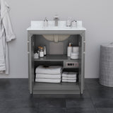 Icon 30 Inch Single Bathroom Vanity in Dark Gray White Cultured Marble Countertop Undermount Square Sink Matte Black Trim