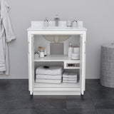 Icon 30 Inch Single Bathroom Vanity in White No Countertop No Sink Matte Black Trim 24 Inch Mirror