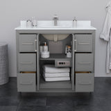 Icon 42 Inch Single Bathroom Vanity in Dark Gray No Countertop No Sink Matte Black Trim