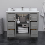 Icon 42 Inch Single Bathroom Vanity in Dark Gray White Carrara Marble Countertop Undermount Square Sink Matte Black Trim