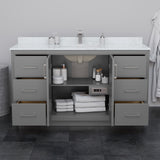 Icon 60 Inch Single Bathroom Vanity in Dark Gray No Countertop No Sink Matte Black Trim 58 Inch Mirror