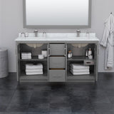 Icon 66 Inch Double Bathroom Vanity in Dark Gray White Cultured Marble Countertop Undermount Square Sinks Matte Black Trim